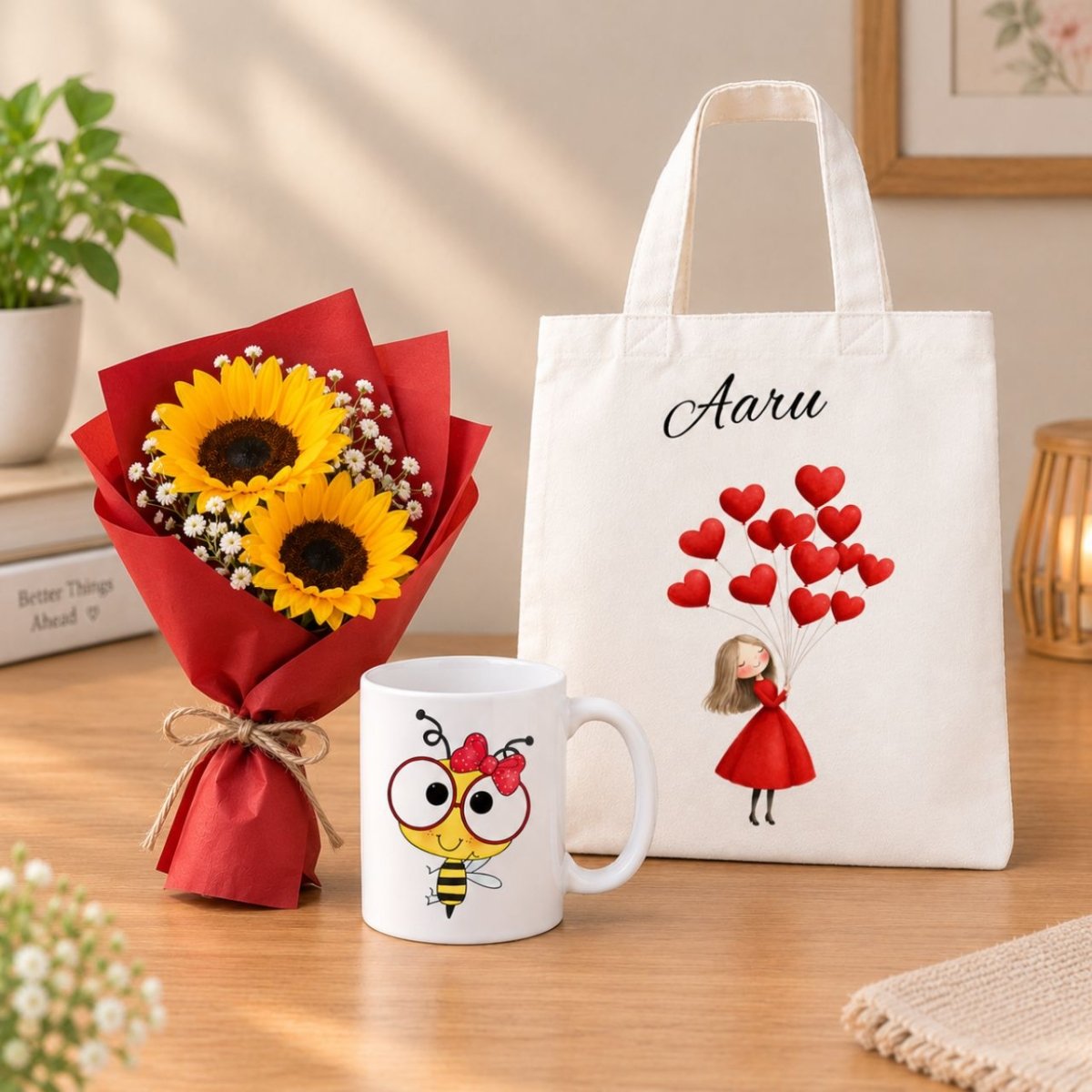 Sunflower, Mug & Custom Tote Bag Hamper - Flowers to Nepal - FTN
