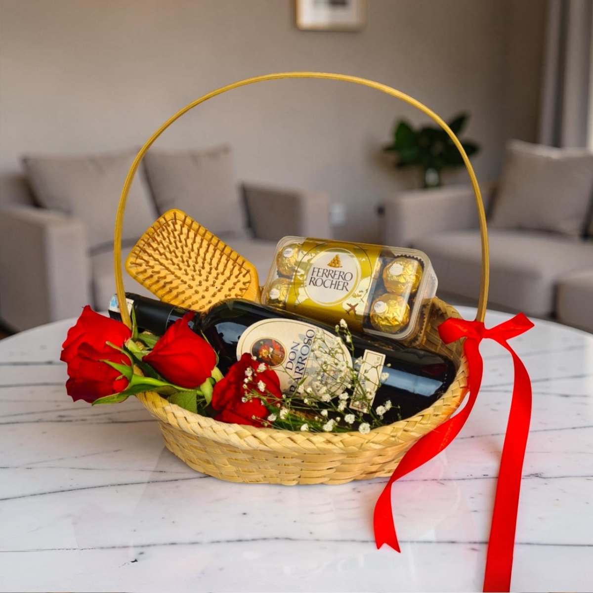 Sweet & Chic Wine & Roses Hamper - Flowers to Nepal - FTN