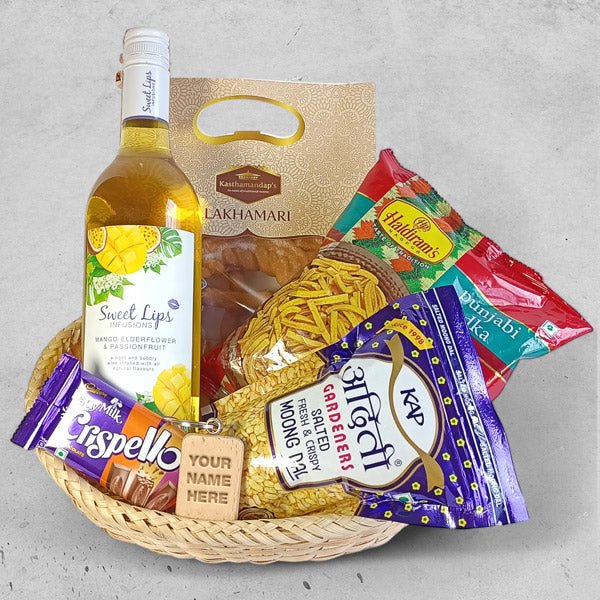 Sweet Lips Wine & Snacks Basket - Flowers to Nepal - FTN