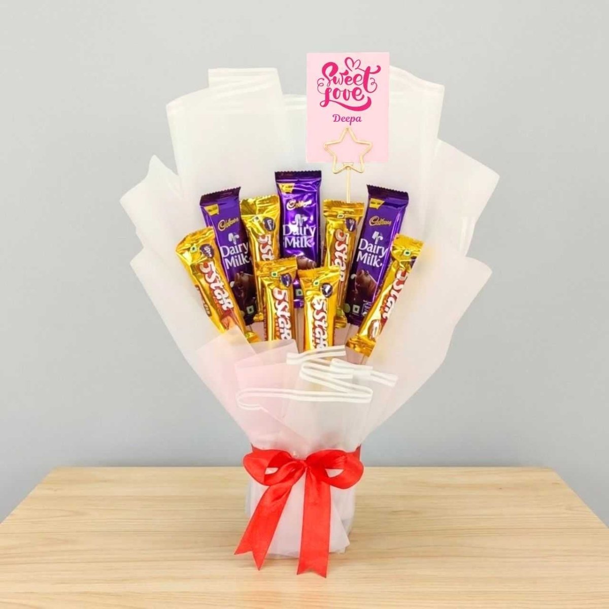 Sweet Love Chocolate Bouquet with Name Card - Flowers to Nepal - FTN