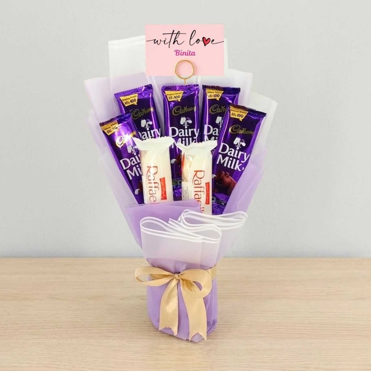 Sweet Love Chocolate Bouquet with Name Card - Flowers to Nepal - FTN