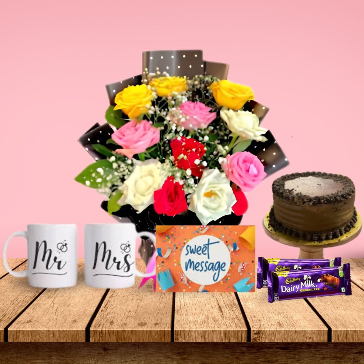 Sweet Love Combo with Flowers, Mug & Chocolates - Flowers to Nepal - FTN