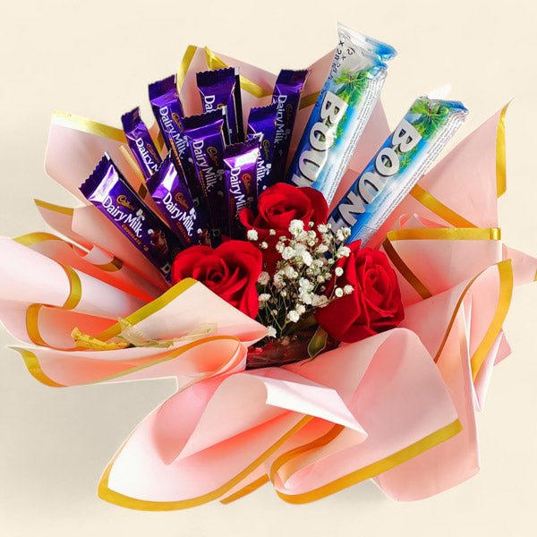 Sweet Love with Roses and Chocolates - Flowers to Nepal - FTN