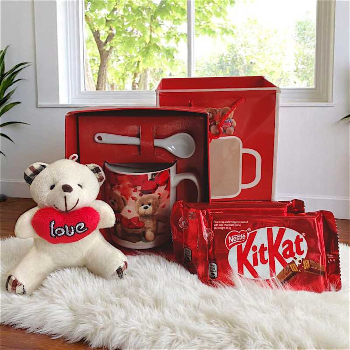 Sweet Moments Gift Set with KitKat, Teddy, and Mug - Flowers to Nepal - FTN