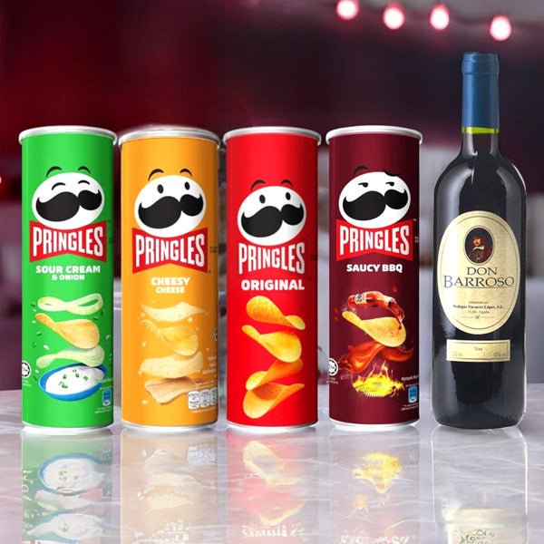 Sweet Red Wine 750 ml & 4 Flavor Pringles Combo - Flowers to Nepal - FTN