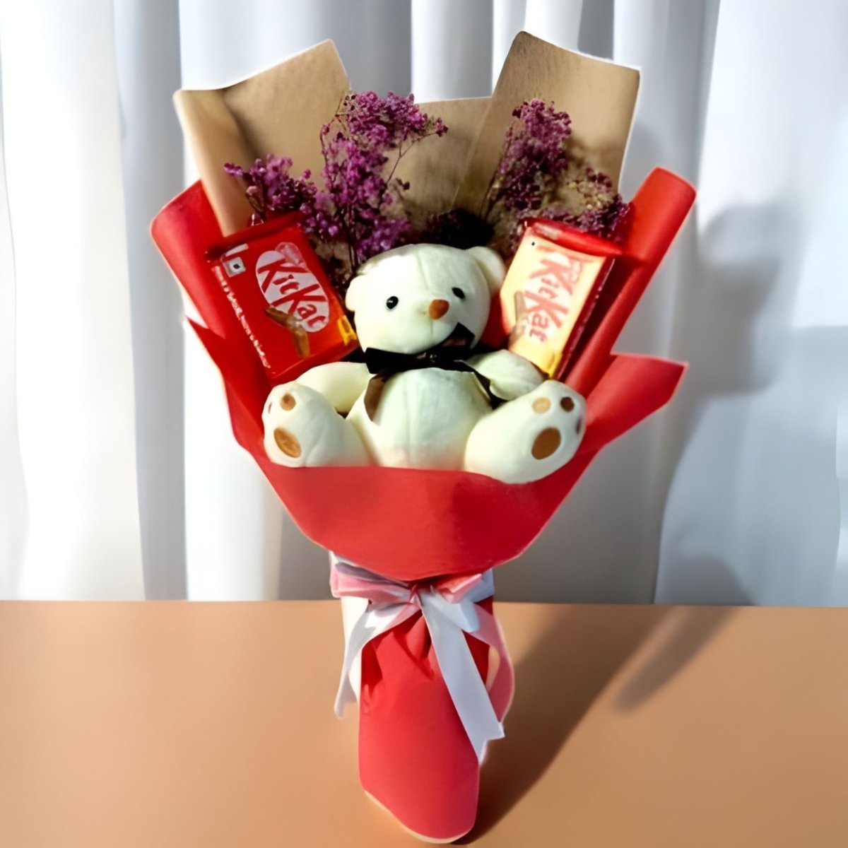 Sweet Teddy & Chocolate Floral Bouquet - Flowers to Nepal - FTN