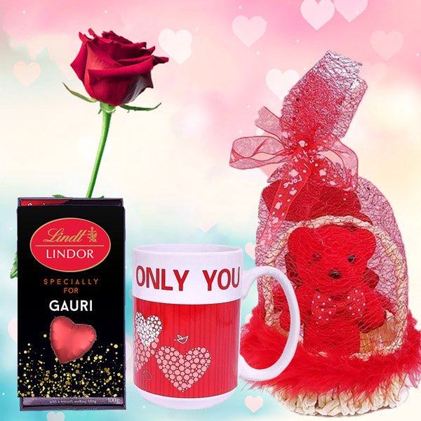 Sweet Valentine Mug, Chocolate & Teddy Combo - Flowers to Nepal - FTN