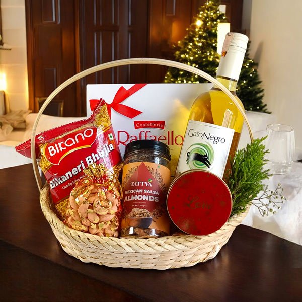 sweet white wine with holiday snacks Combo - Flowers to Nepal - FTN