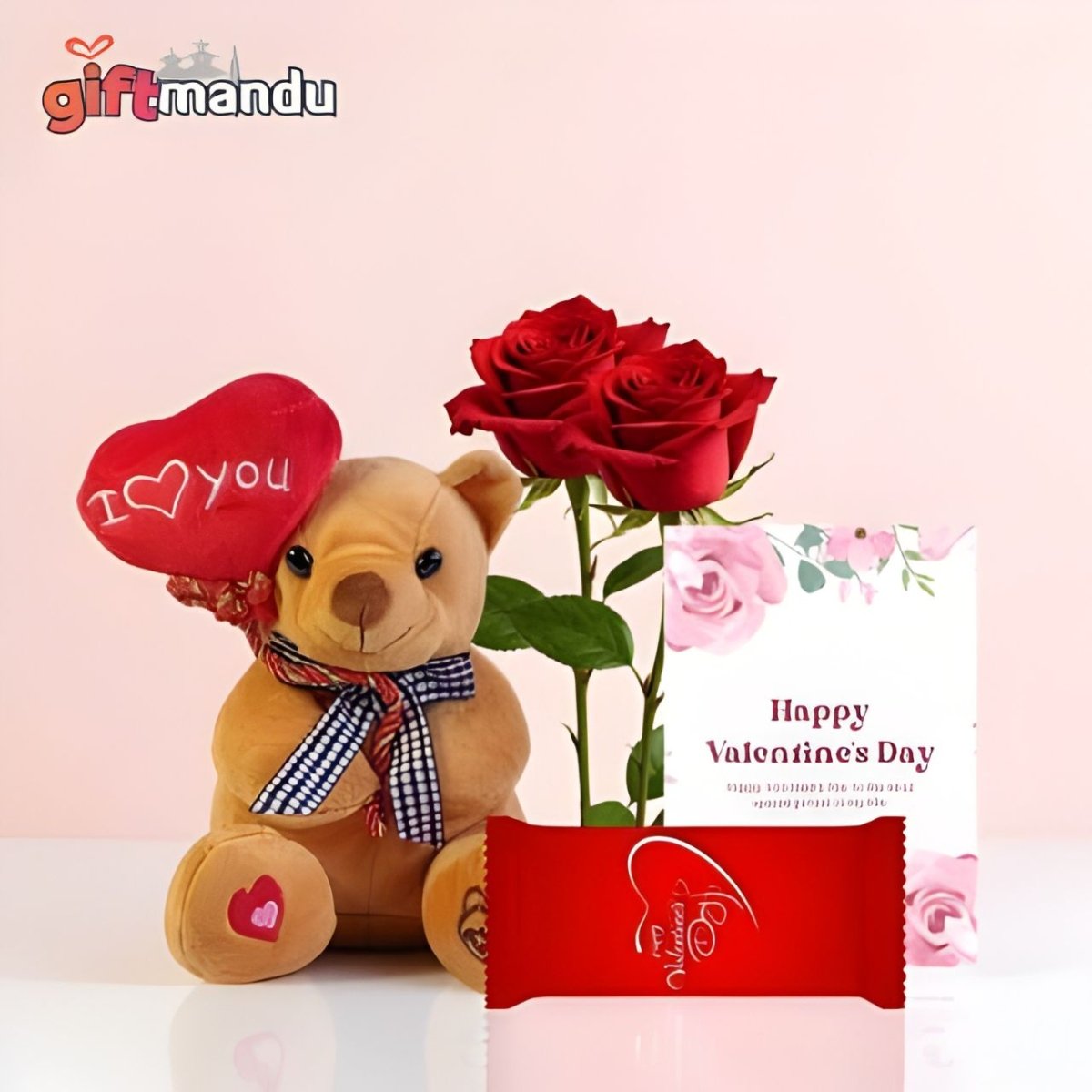 Sweetheart Teddy, Roses & Chocolate Combo - Flowers to Nepal - FTN