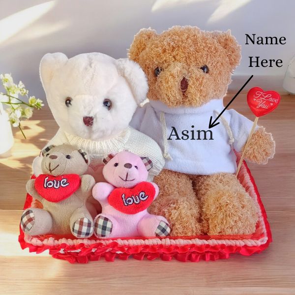 Teddy day Hamper Custom Name Printed - Flowers to Nepal - FTN