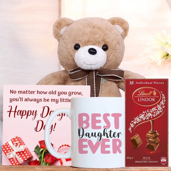 Teddy, Mug & Lindor Gift Set for Daughters - Flowers to Nepal - FTN