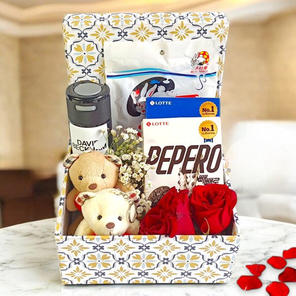 Teddy Surprise Box with Sweet Treats for Him - Flowers to Nepal - FTN