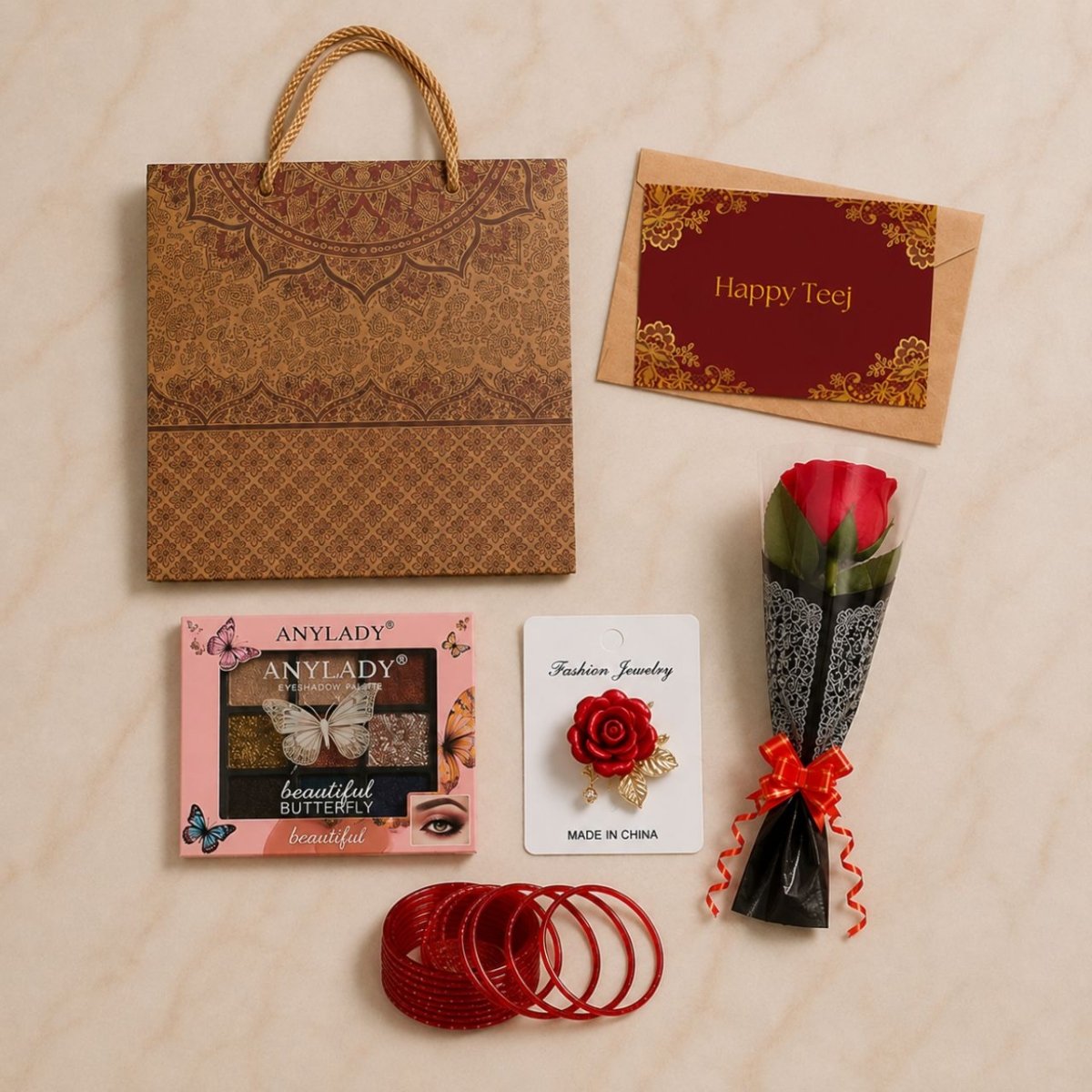 Teej Beauty & Rose Gift Bag - Flowers to Nepal - FTN