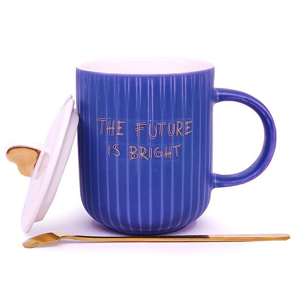 The Future Is Bright Ceramic Mug with Spoon - Flowers to Nepal - FTN