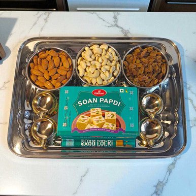 Tihar Bhai Tika Gift Tray with Dry Nuts & Diyo - Flowers to Nepal - FTN