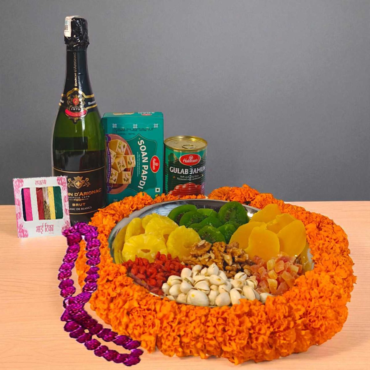 Tihar Festival Gift Hamper with Wine & Sweets - Flowers to Nepal - FTN
