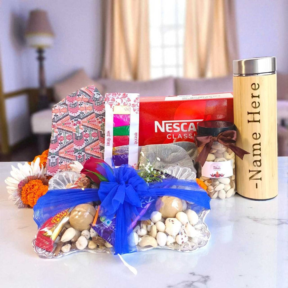 Tihar Gift Box for Brother With Bhai Masala - Flowers to Nepal - FTN