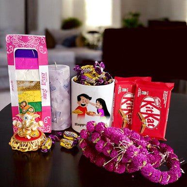 Tihar Hamper for Brother With Mala & Tika - Flowers to Nepal - FTN