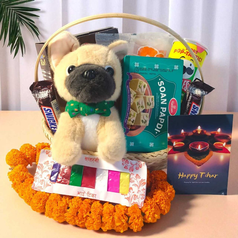 Tihar Kids Gift Basket with Teddy & Snacks - Flowers to Nepal - FTN