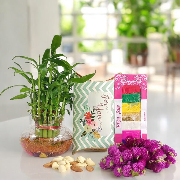 Tihar Lucky Bamboo with Almonds & Cashews - Flowers to Nepal - FTN