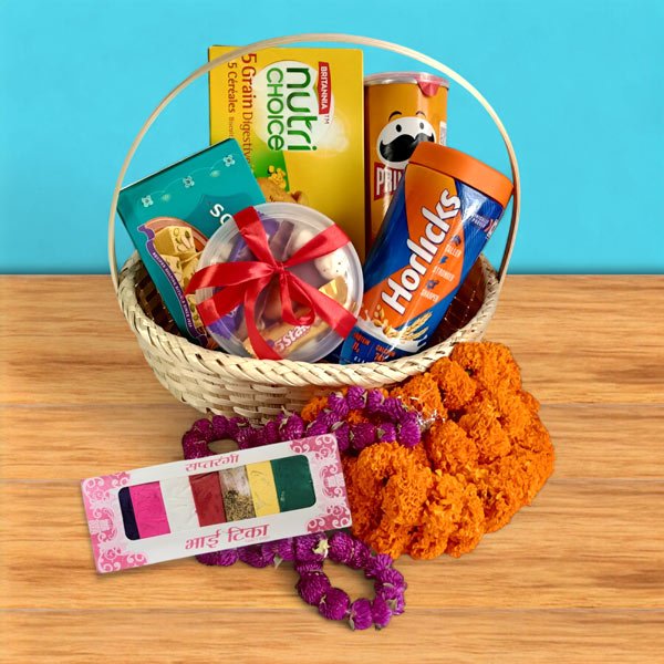 Tihar Snack Basket with Mala Set - Flowers to Nepal - FTN