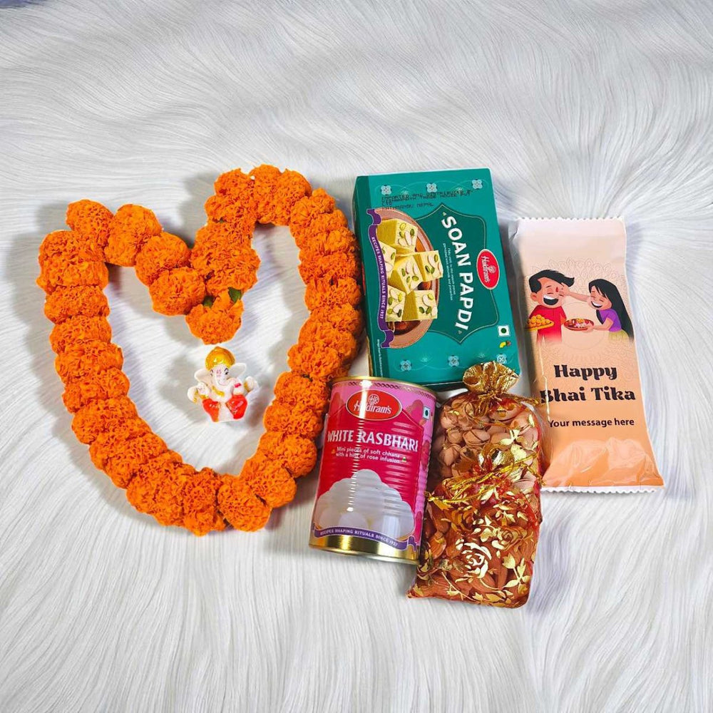 Tihar Special Gift Set with Sayapatri Mala - Flowers to Nepal - FTN