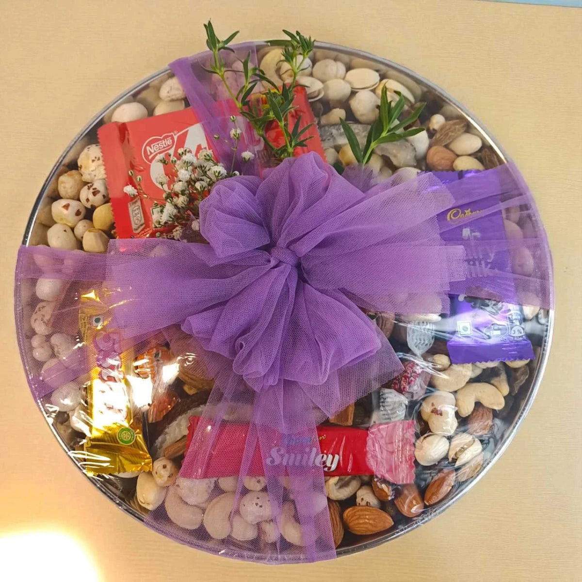 Tihar Special Mixed Dry Fruits & Chocolate Gift Thal - Flowers to Nepal - FTN