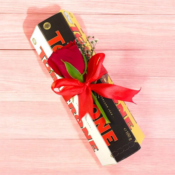 Toblerone 3 Flavours with rose Combo - Flowers to Nepal - FTN