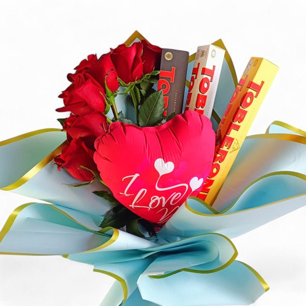 
                  
                    Toblerone and roses with love ballon - Flowers to Nepal - FTN
                  
                