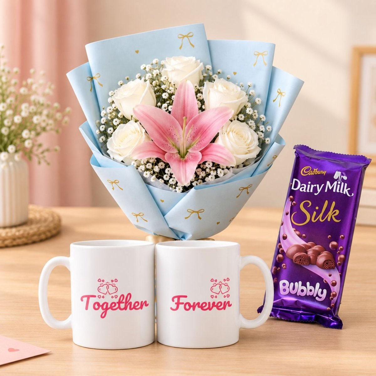 Together Forever Mug, Chocolate & Flower Gift Set - Flowers to Nepal - FTN