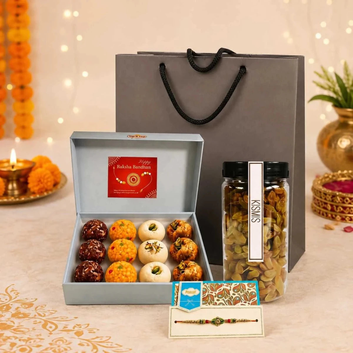 Traditional Rakhi & Mithai Gift Hamper - Flowers to Nepal - FTN