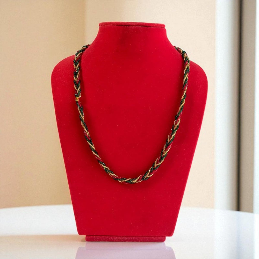 Traditional Red, Green & Gold Mala - Flowers to Nepal - FTN