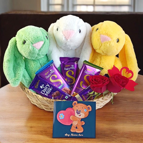 Trio Bunny with Sweet Delights - Flowers to Nepal - FTN