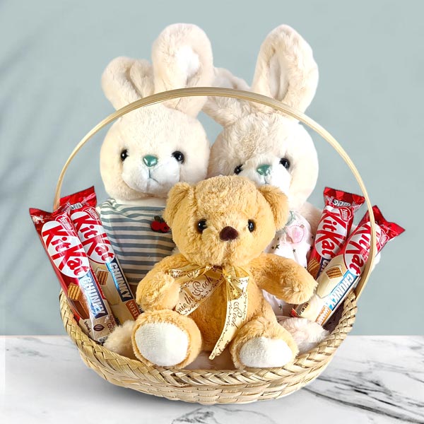 Trio Teddy with Kitkat Delights - Flowers to Nepal - FTN