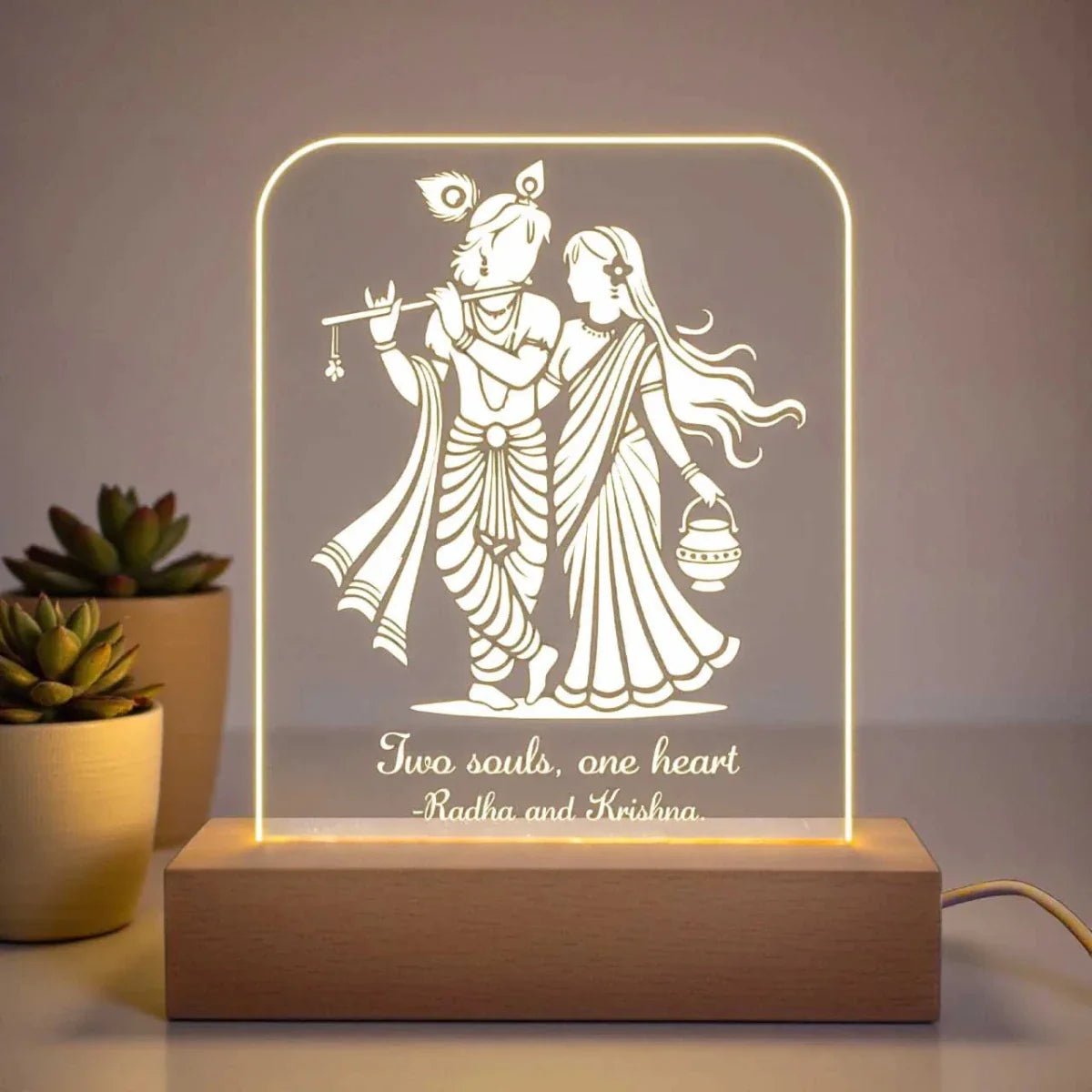 Two Souls One Heart – Radha Krishna Acrylic Lamp - Flowers to Nepal - FTN
