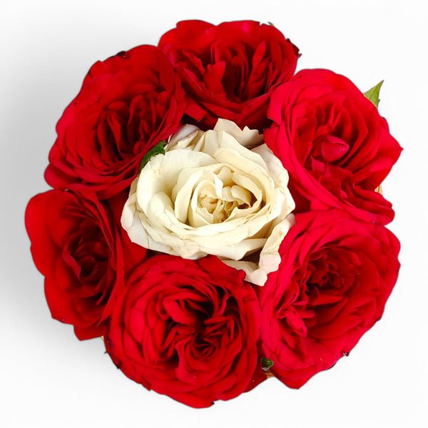 Unique Red & White Rose Basket - Flowers to Nepal - FTN