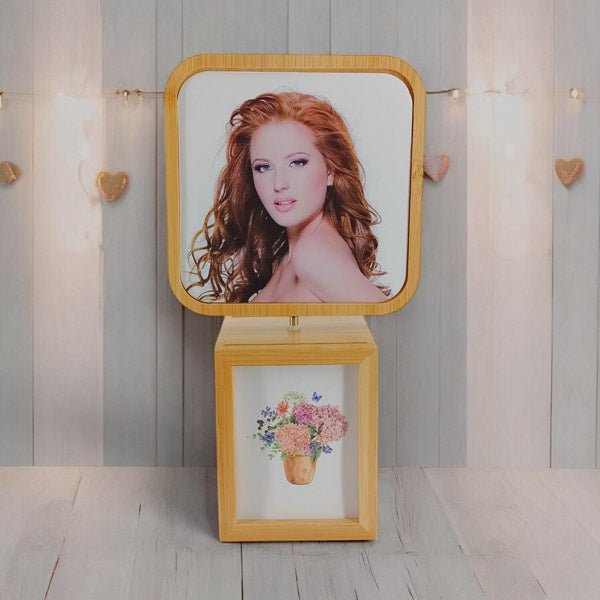 USB LED Rotating Photo Frame with On/Off Switch - Flowers to Nepal - FTN