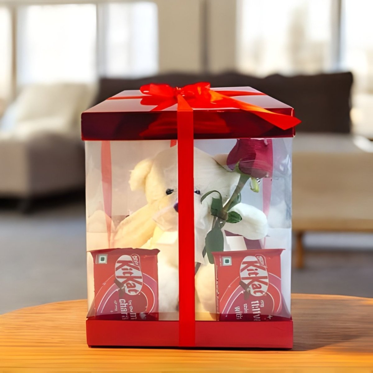 Valentine Surprise Gift Box with Teddy & Chocolates - Flowers to Nepal - FTN