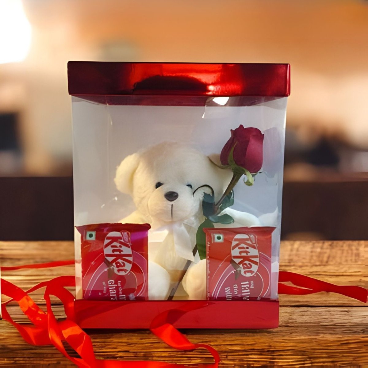 Valentine Surprise Gift Box with Teddy & Chocolates - Flowers to Nepal - FTN