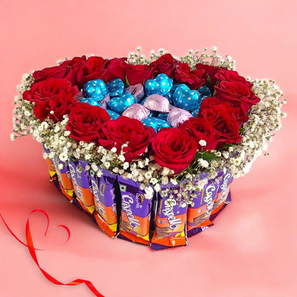 Valentine's Chocolate and rose Duo Bouquet - Flowers to Nepal - FTN