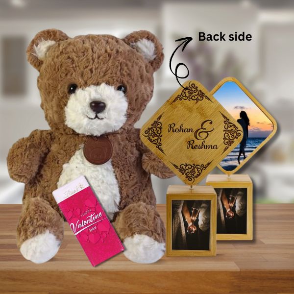 Valentine's Day Teddy & Chocolate Combo, Custom Photo - Flowers to Nepal - FTN