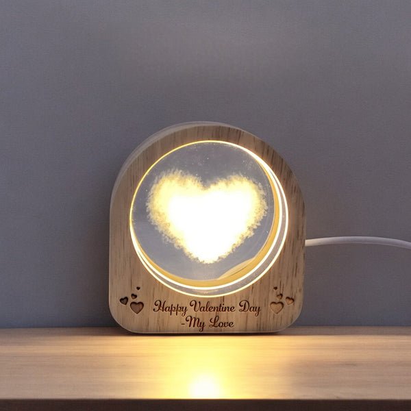 Valentine's Engraved in Crystal Heart Cloud LED Lamp - Flowers to Nepal - FTN