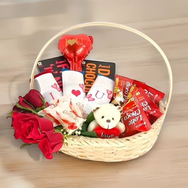 Valentine's Gift - Chocolates, Roses & Mini Teddy - Flowers to Nepal - FTN