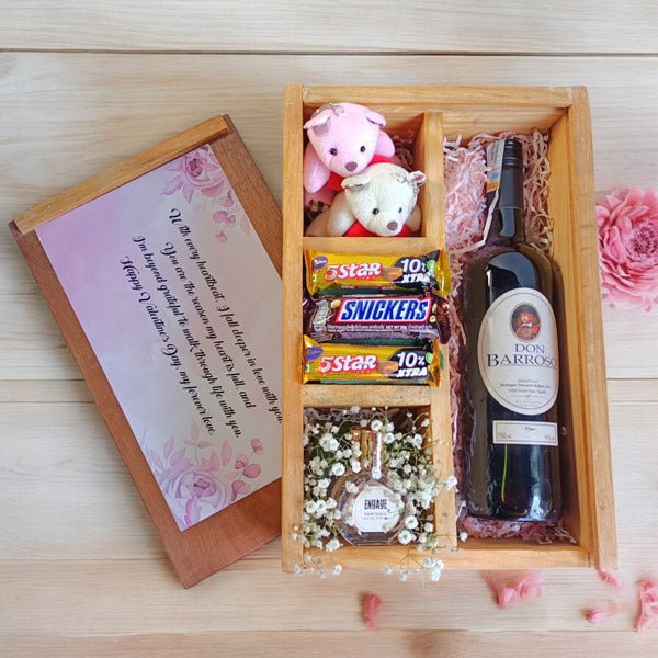 Valentine's Gift: Mini Teddy & Red Wine 750ml - Flowers to Nepal - FTN