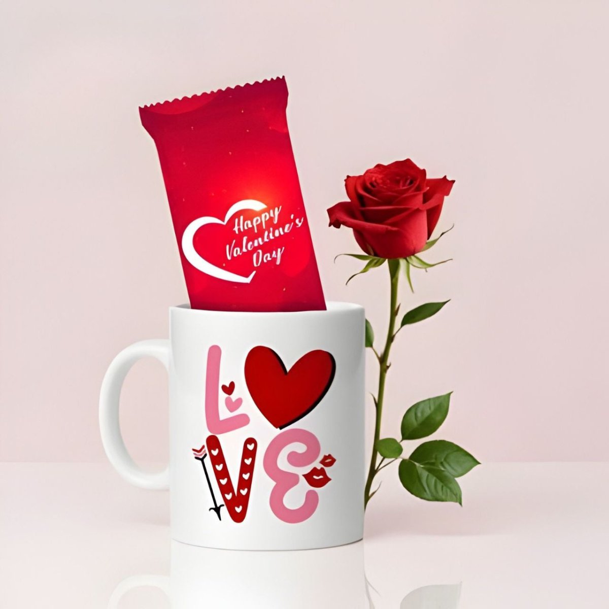 Valentine's Love Mug with Rose & Chocolate - Flowers to Nepal - FTN