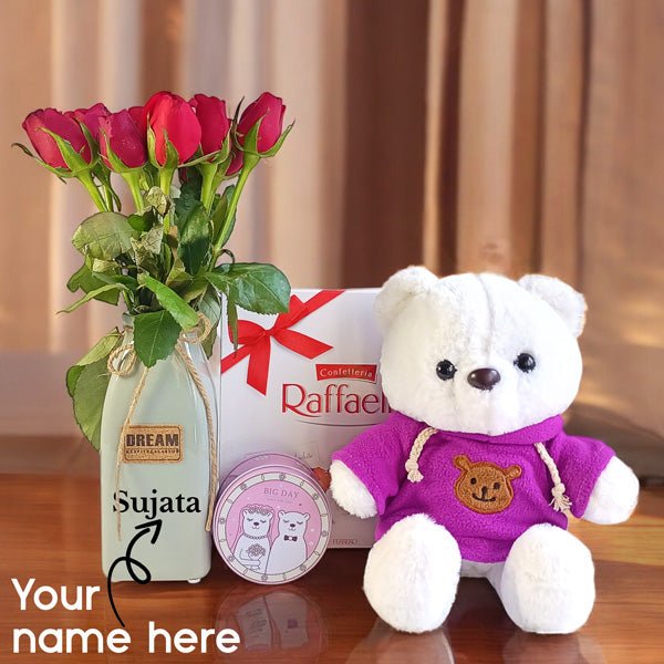 valentine's Teddy Combo - Flowers to Nepal - FTN