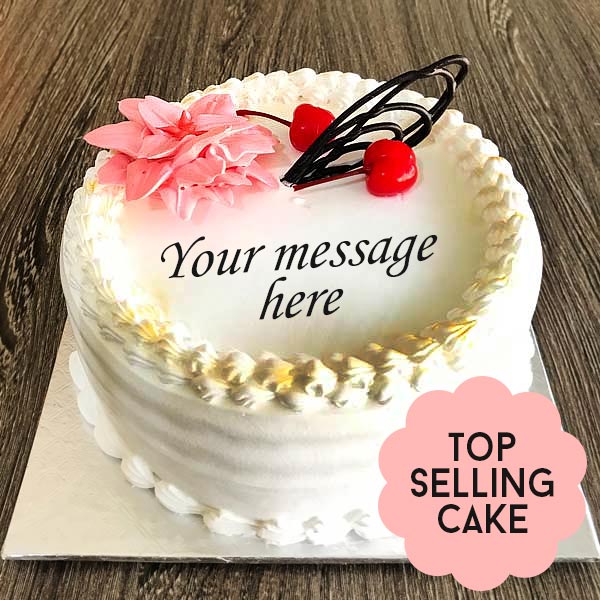 Vanilla Cake with Flower Decoration - 1lb - Flowers to Nepal - FTN