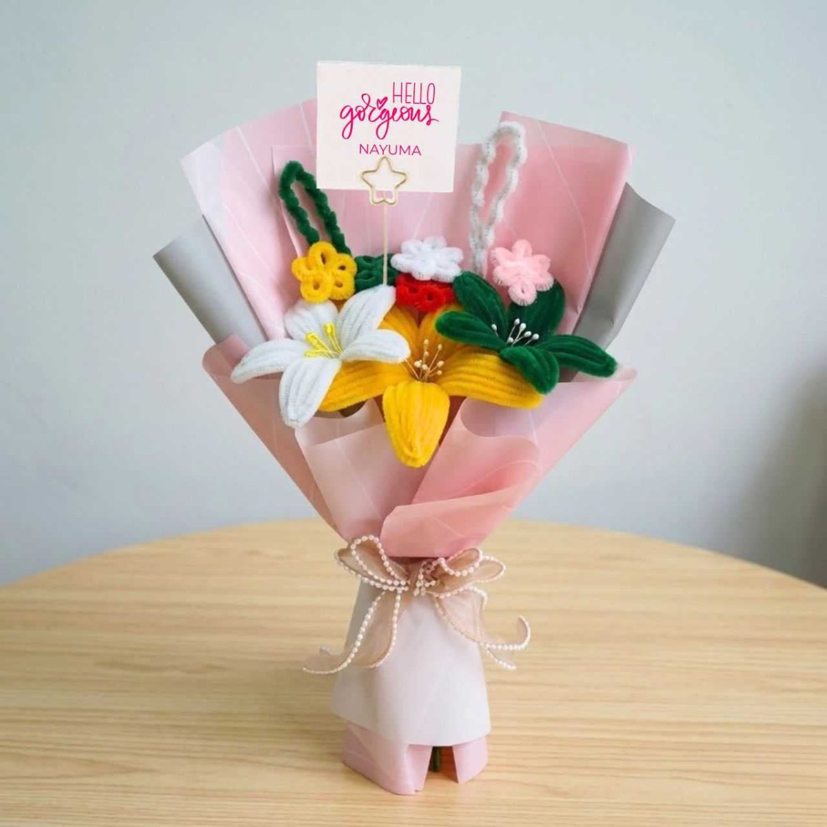 Vibrant Fuzzy Lily Personalized Bouquet - Flowers to Nepal - FTN
