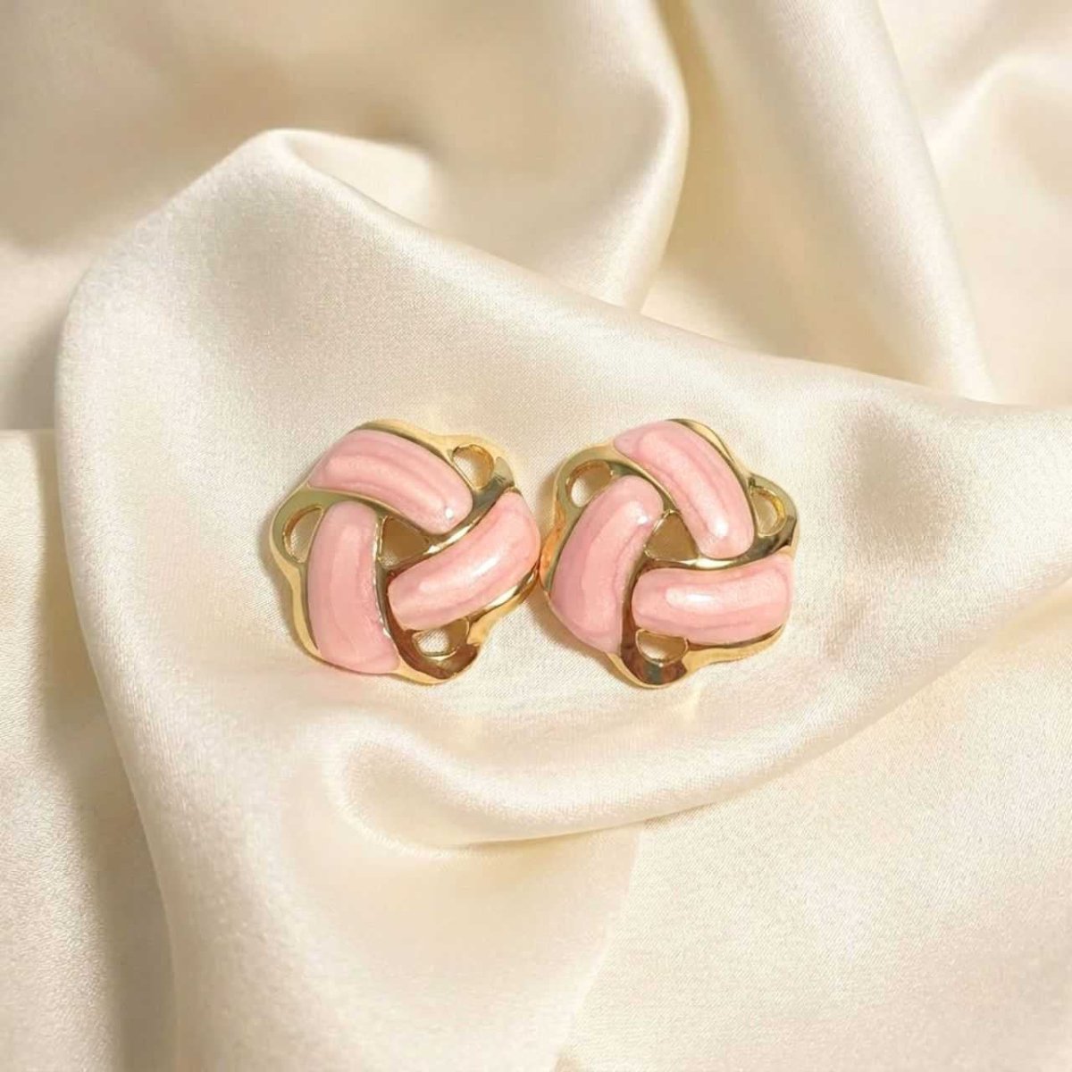Vintage Pink Knot Enamel Earrings - Flowers to Nepal - FTN