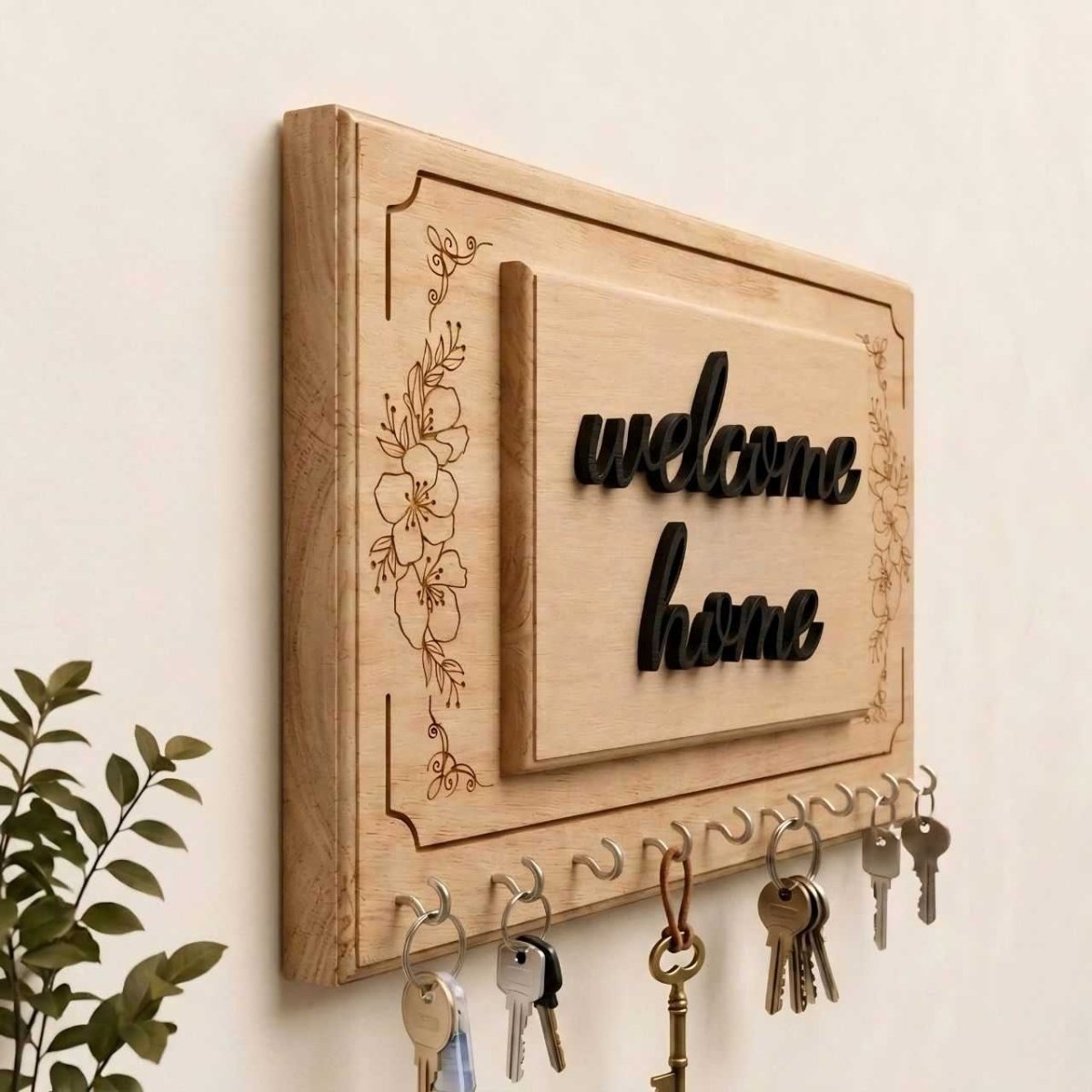 Welcome Home Floral Acrylic Key Holder - Flowers to Nepal - FTN